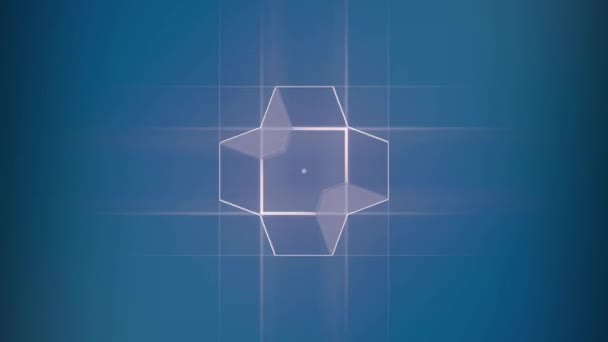 几何形状在蓝色背景上移动和变换 排列在迷人的图案中 一个动态的和视觉上吸引人的作品 数字无缝循环动画 3D渲染4K — 图库视频影像
