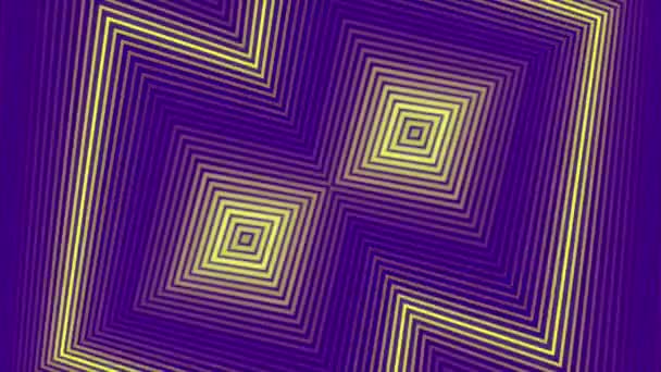 数字无缝循环动画与运行的光波形状明亮的黄色紫色背景 当代风格 3D渲染 超高清分辨率 — 图库视频影像