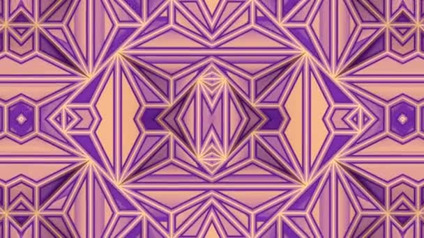 Mesmerizing Kaleidoscope Shifting Geometric Patterns Purple Peach Dynamic Composition Digital — Stock Video