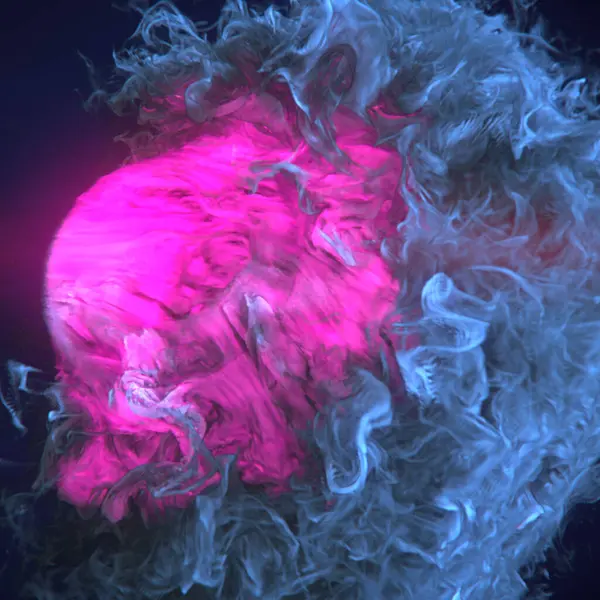 Lyse Dynamiske Magiske Tunger Rosa Flamme Med Virvler Blå Røyk – stockfoto