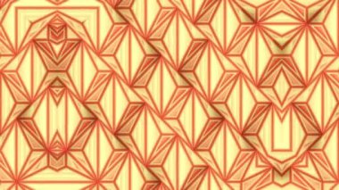 Renkli çokgenlerin ritmik hareketi sürekli değişen desenlerin kaleydoskopu içinde. Dijital dikişsiz döngü animasyonu. 3D görüntüleme. 4K, Ultra HD çözünürlüğü