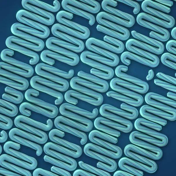 ダークブルーの背景のライトブルーの重いパターンは スタイリッシュな文字Sや蛇のような形状に似ています 3Dレンダリングデジタルイラスト ストック画像