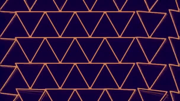 Wellenförmige Transformation Orangefarbener Dreieckiger Formen Auf Dunkelblauem Hintergrund Digitale Nahtlose — Stockvideo