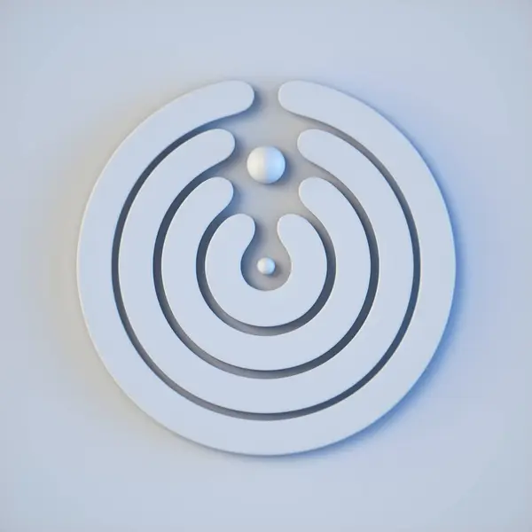 Bollar Utvecklande Cirklar Smidig Minimalistisk Vit Bakgrund Tolkning Digital Illustration — Stockfoto