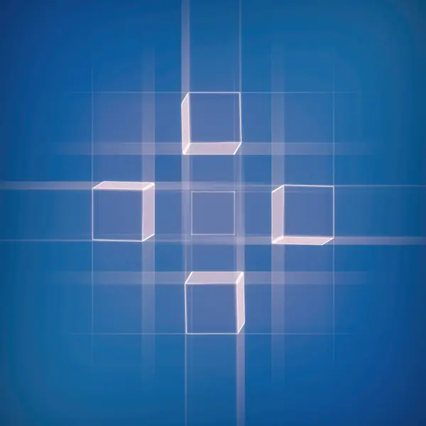 Bileşim Büyüleyici Mavi Arka Plan Karşısında Geometrik Şekillerin Büyüleyici Desenlerini Stok Resim