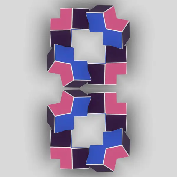 Захватывающая Трехмерная Цифровая Иллюстрация Квадратов Прямоугольников Создающая Динамический Многоцветный Узор Стоковое Фото