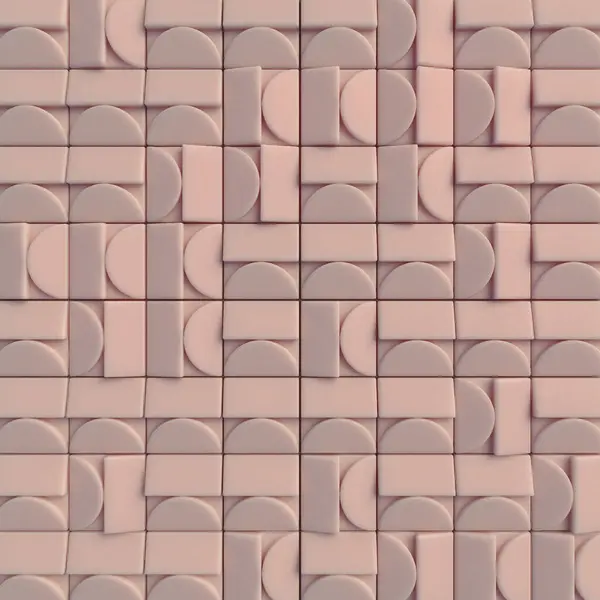 変色したピンク色の形状が絡み合う幾何学模様 クリーンなラインと繰り返しモチーフを備えたモダンでミニマリストなスタイル 3Dレンダリングデジタルイラスト ストックフォト