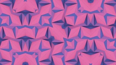 Pembe ve mor geometrik şekillerin büyüleyici kaleydoskopu. Eşsiz ve göz alıcı geçmişleri olan karmaşık detaylar ve canlı renkler. Dijital dikişsiz döngü animasyonu. 3D görüntüleme 4K