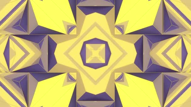 数字无缝循环动画的黄色和紫色几何形状结合在一起 创造了迷人和不断变化的万花筒效果 3D渲染 超高清分辨率 — 图库视频影像