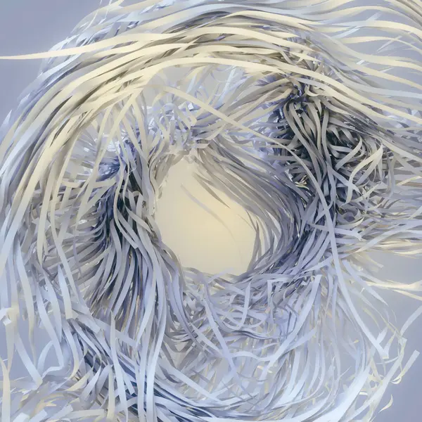Ilustrasi Abstrak Digital Dengan Gulungan Pita Kertas Menyerupai Pusaran Air Stok Gambar
