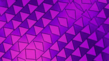 Pembe ve mor gradyanlı simetrik üçgen desenli büyüleyici geometrik dans. Dijital dikişsiz döngü animasyonu. 3D görüntüleme. 4K, Ultra HD çözünürlüğü