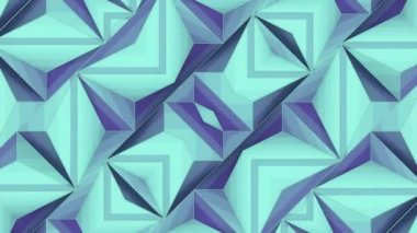 Nane yeşili ve lavanta rengi gölgelerde geometrik desenleri büyüleyen karmaşık geometrik arka planlar. Dijital dikişsiz döngü animasyonu. 3D görüntüleme. 4K, Ultra HD çözünürlüğü
