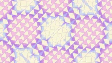 Neon renkli üçgen geometrik şekillerin optik yanılsaması. Dijital dikişsiz döngü animasyonu. 3D görüntüleme. 4K, Ultra HD çözünürlüğü