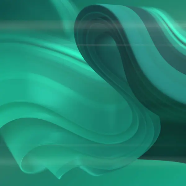 Glatte Welle Grüner Stoffstreifen Wind Modernes Konzept Hintergrund Darstellung Digitaler Stockfoto