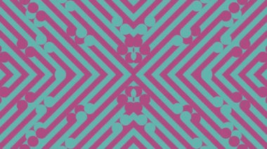 Pembe ve mavi geometrik şekillerin optik yanılsaması. Dijital dikişsiz döngü animasyonu. 3D görüntüleme. 4K, Ultra HD çözünürlüğü