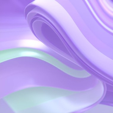 Pürüzsüz renkli kumaş şeritleri ve alan etkisinin derinliği. 3d özet arkaplan oluşturuluyor. Dijital illüstrasyon