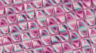 Renkli geometrik dikdörtgen biçiminin dijital dikişsiz döngü animasyonu. Çağdaş ve soyut bir tarz. 3D görüntüleme. 4K, Ultra HD çözünürlüğü