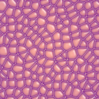 Pembe organik hücrelerin mikroskop altında stilize edilmiş dijital çizimi. Hücre biyolojisinin heyecan verici dünyası. 3d oluşturma