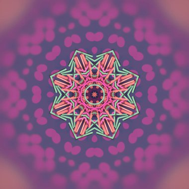 Parlak bir benekli arka planda kaotik olarak çizilmiş yeşil, turuncu ve pembe çubukların kaleydoskopik deseninin dijital çizimi. 3d oluşturma