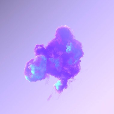 Fascinating toxic cloud of purple chemical smoke with blue flame tongues on light purple background. 3d rendering digital illustration clipart