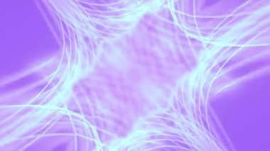 Açık mavi renkli soyut simetrik bir şeklin dijital, dikişsiz döngü animasyonu. Pek çok ince çizgi, merkezde kesişerek karmaşık ve uyumlu bir şekil oluşturur. 3D görüntüleme 4K