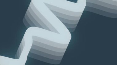 Lacivert arkaplandaki kurdeleyi andıran dalgalı yüzen bir çizgi ile soyut dijital dikişsiz döngü animasyonu. Renk paleti mavi ve gri tonlarından oluşur. 3D görüntüleme 4K