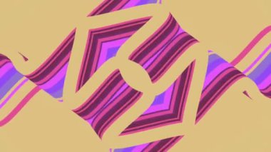 Renkli figürlerin simetrik bileşimi. Gradyanlar üç boyutlu etkiyi artırarak hareket ve modern dijital estetik duygusu yaratırlar. Döngü animasyonu. 3D görüntüleme 4K