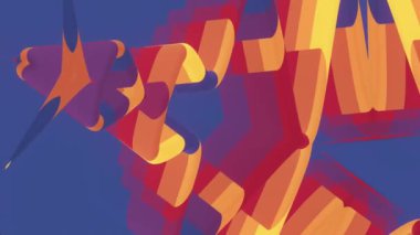 Yüzen eğri geometrik şekilli, kırmızı-turuncu renkli ve eğimli soyut bileşim. Düz çizgiler fütüristik stili vurgular. Dijital dikişsiz döngü animasyonu. 3D görüntüleme 4K