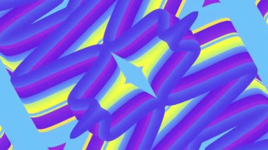 Renkli figürlerin simetrik bileşimi. Gradyanlar üç boyutlu etkiyi artırarak hareket duygusu ve modern dijital estetik yaratıyor. 3d canlandırma döngüsü 4K