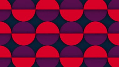 Alternatif kırmızı ve mor geometrik sektörlerle dinamik, pürüzsüz döngü animasyonu ritim sekansında değişiyor. 3D görüntüleme 4K, Ultra HD çözünürlüğü