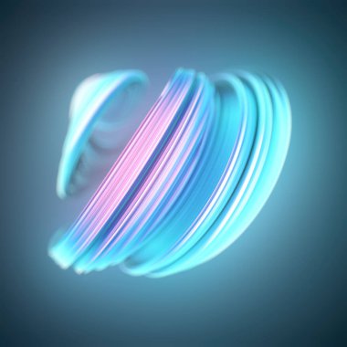 Zarif girdaplı soyut çizimler uzayda hareket eden kurdeleleri hatırlatıyor. Renk düzeni parlak pembeler ve mavileri içeriyor. Bileşimi akıcı ve dengeli. 3d oluşturma