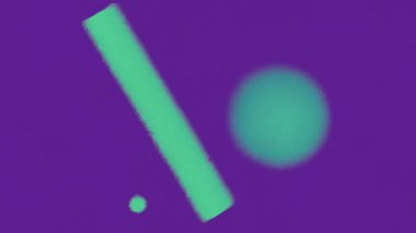 Yumuşak ışıkta düşen ve çarpışan geometrik şekillerin meditasyon animasyonu. Koyu mor arkaplandaki yeşil şekiller ağırlıksız bir etki yaratır. 3D görüntüleme 4K