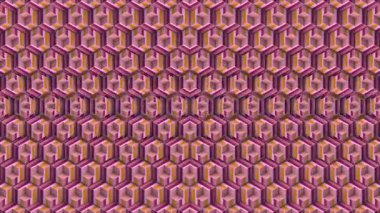 Altıgen modüllerin dönüşümünden oluşan geometrik ızgara deseninin hipnotik döngü animasyonu. Yoğun mor renkler derinlik hissi yaratır. 3D görüntüleme 4K
