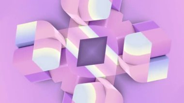 Optik sanat tarzı döngü animasyonu. Renkli şekiller, simetrik olarak dönüşen dinamik bir geometrik desen oluşturur. Bileşimi minimalistik, kesin ritmik hareketle. 3D görüntüleme 4K