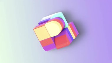 Parlak şekilleri ve temiz geometrisi olan soyut döngü animasyonu. Projelerin görsel tasarımı, dijital arayüzler ve medya sunumları için ideal. 3D görüntüleme 4K