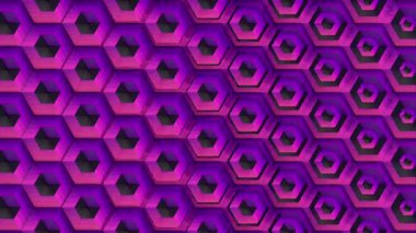 Parametrik olarak değişen kübik modüllerin soyut döngü animasyonu. Uzaysal yapı dinamik bir şekilde dönüşür. Menekşe ve pembe gradyanlarla renk şeması. 3D görüntüleme 4K