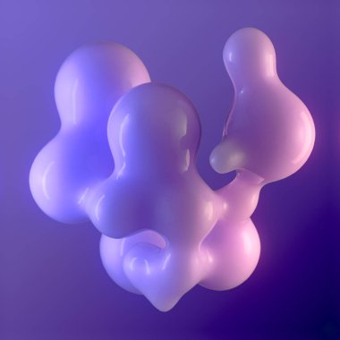 Çizgileri yuvarlak, pürüzsüz damlacıklar tasvir ediliyor. Açık mordan koyu mora doğru arkaplan değişimi derinliğin etkisini arttırır. 3d oluşturma