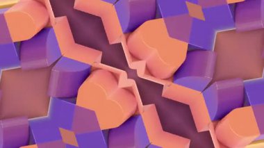 Geometrik simetrik desenli, pürüzsüz bir şekilde değişen renkli bir op-art döngü animasyonu. Minimalist tarzda. 3D görüntüleme. 4K, Ultra HD çözünürlüğü