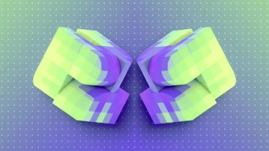 Renk eğimine sahip geometrik elementlerin merkezli, simetrik yapısı. Şekiller ritimdeki değişimler görsel bir optik sanat etkisi yaratıyor. 3d canlandırma döngüsü 4K