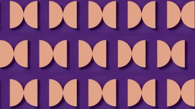 Yardım figürlerinin senkronize bir şekilde dönüştürüldüğü soyut bir arkaplan. Şeftali ve morun parlak kontrastı. Kusursuz, döngüsel ve pop sanat tarzında tatmin edici bir animasyon. 3D görüntüleme 4K