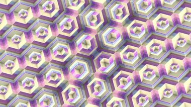 Dönüşümlü küplerle simetrik döngü animasyonu kompozisyona hacim ekleyen alternatif parlak gölgelerin dinamik bir modelini oluşturur. 3D görüntüleme 4K