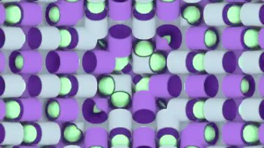 Hareketli bir kaleydoskopik desenli 4K animasyon. Pastel küreler silindirler arasında pürüzsüzce yuvarlanıyor. VJ 'ler ve yaratıcı projeler için hipnotik bir geçmiş. 3d oluşturma