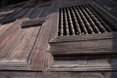 Eski ahşap pencere dokusu arka plan eski tapınak Tayland