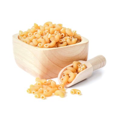 Macaroni pasta close up on white background. clipart