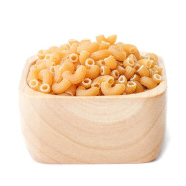 Macaroni pasta close up on white background. clipart