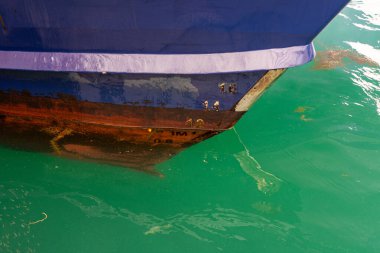 a view of a ship on the sea