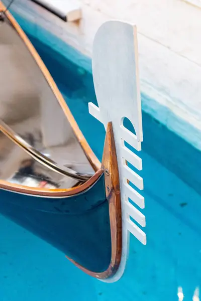 Close-up detail of a Venetian-styled gondola boat