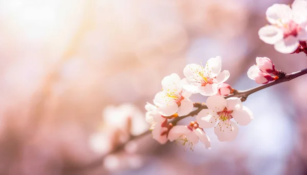Fundo Primavera Com Belo Ramo Sakura Florescendo Generativa — Fotografia de Stock