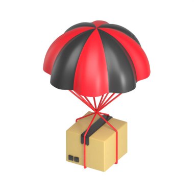 red and black airdrop delivery 3d illustration clipart