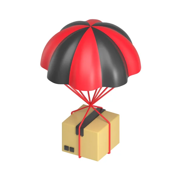 Red Black Airdrop Delivery Illustration — Stok fotoğraf